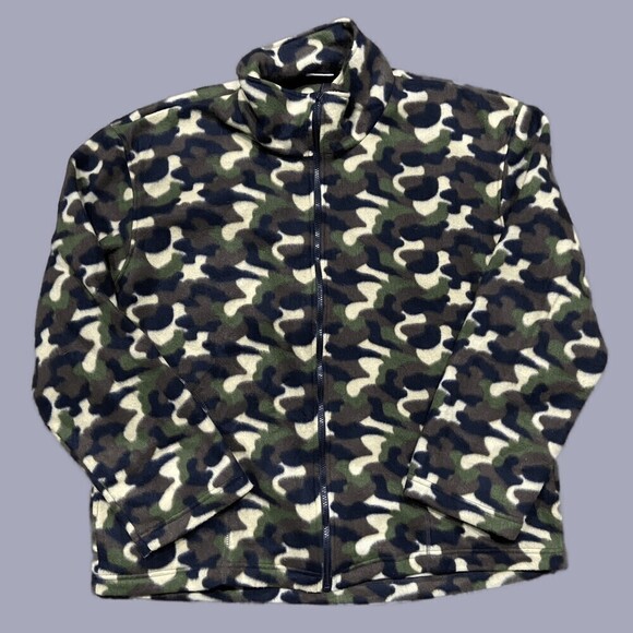 US Military Duck Camo Full Zip Combat Polyester Fleece Sweater Men's Size XL - Picture 1 of 7